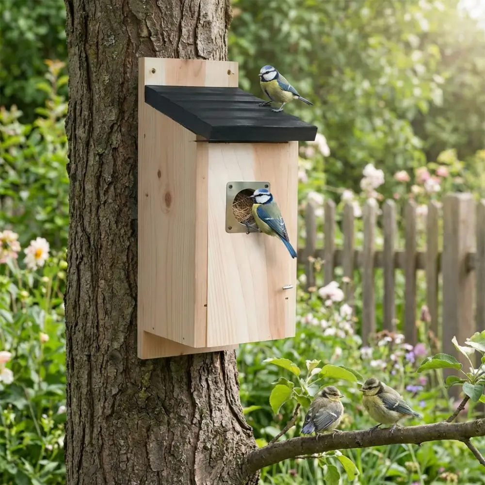 Outdoor Wooden Birdhouse – Garden Hanging Bird Nest House