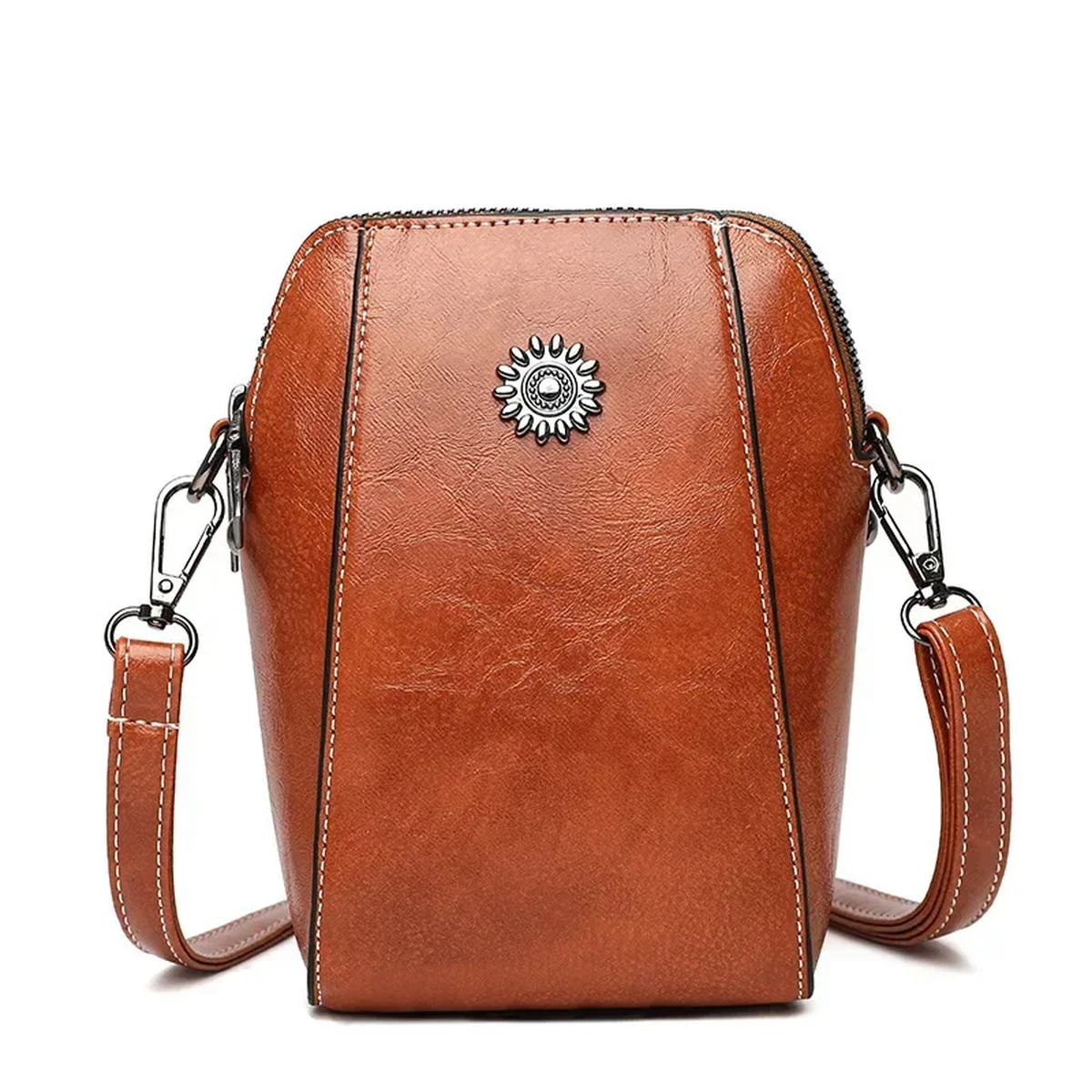 Compact Vertical Phone Crossbody Bag with Zip and Inner Pocket