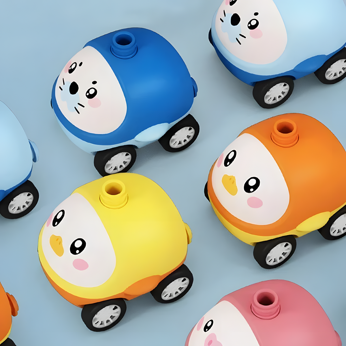 Balloon-Powered Toy Car Set with Animal Pump and Two Cars
