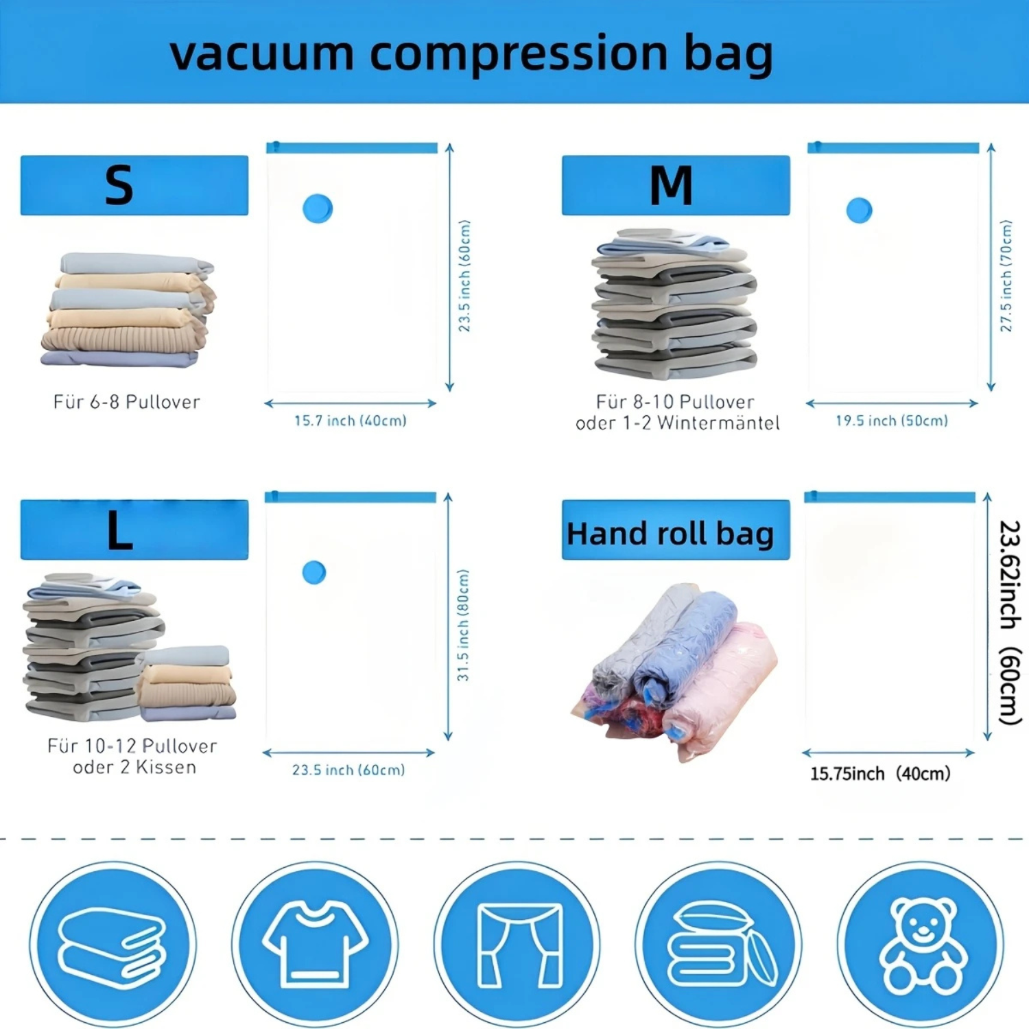 Rechargeable Vacuum Storage Bags Set with Electric Pump
