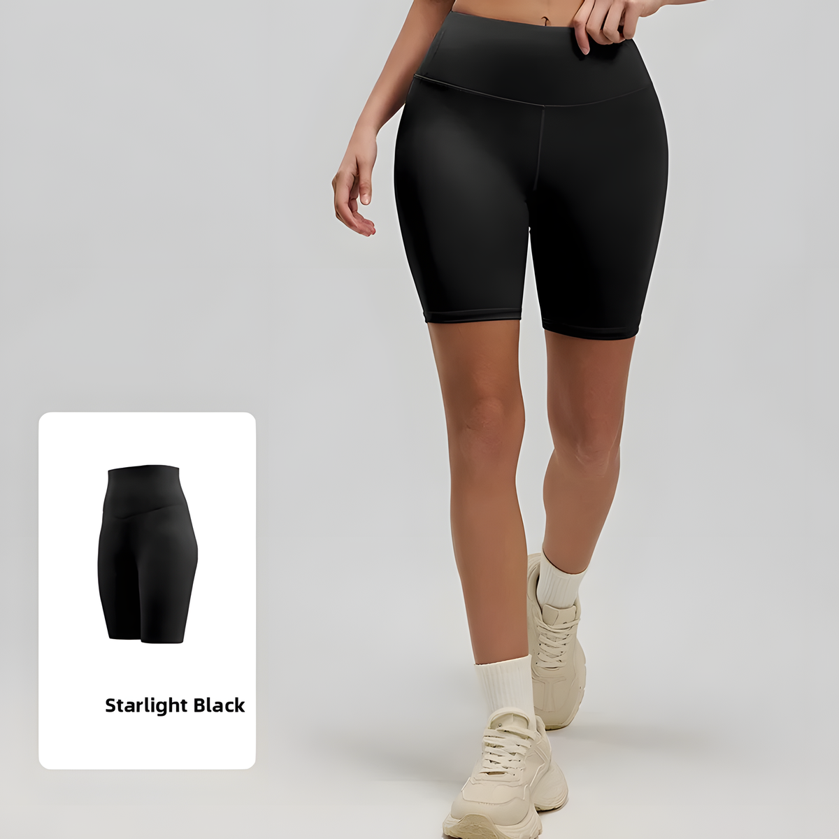 Women's High-Waist Fitted Workout Shorts with Wide Waistband