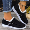 Fleece-Lined Canvas Slip-On Shoes with Elastic Cross Straps