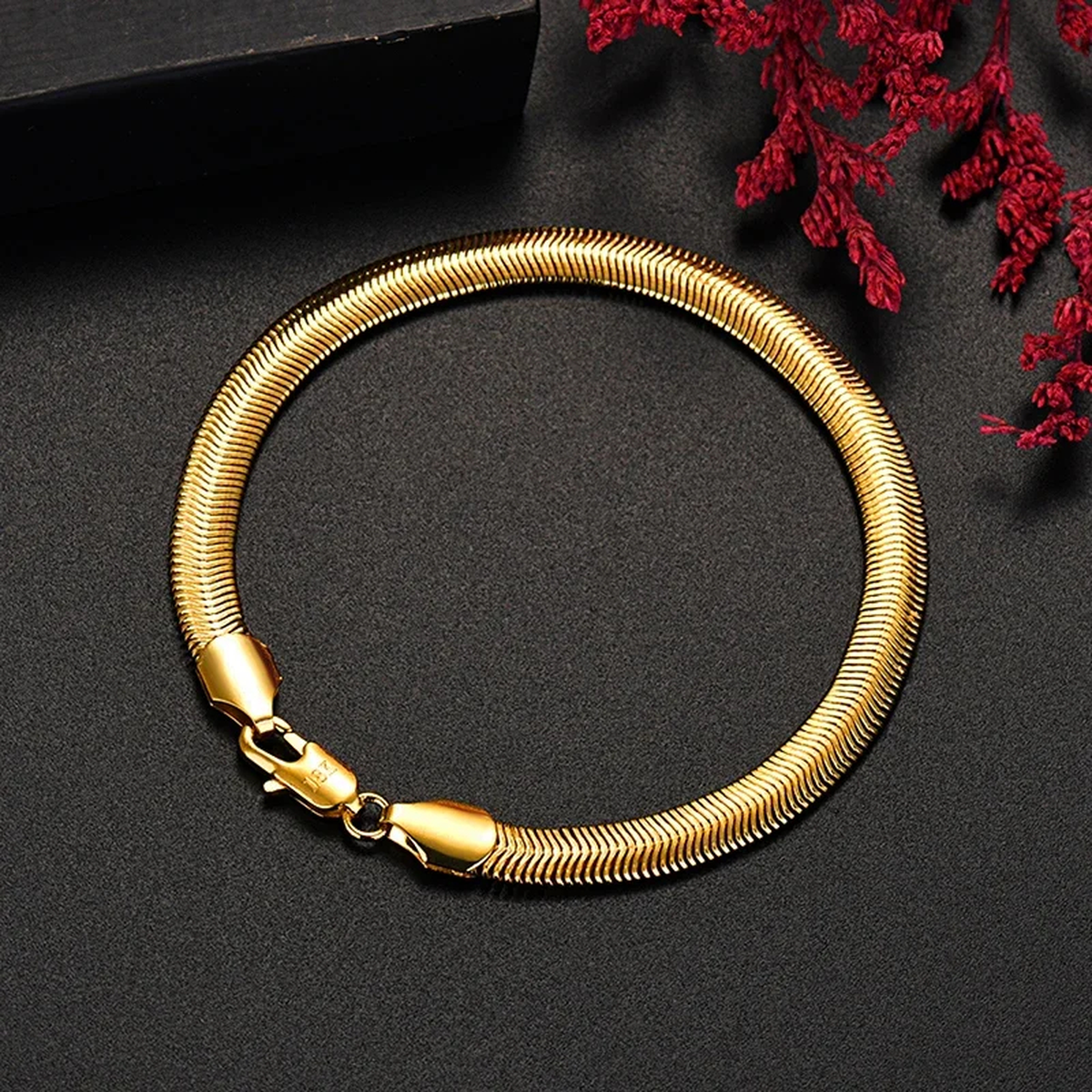 Gold-Tone Snake-Chain Bracelet with Clasp