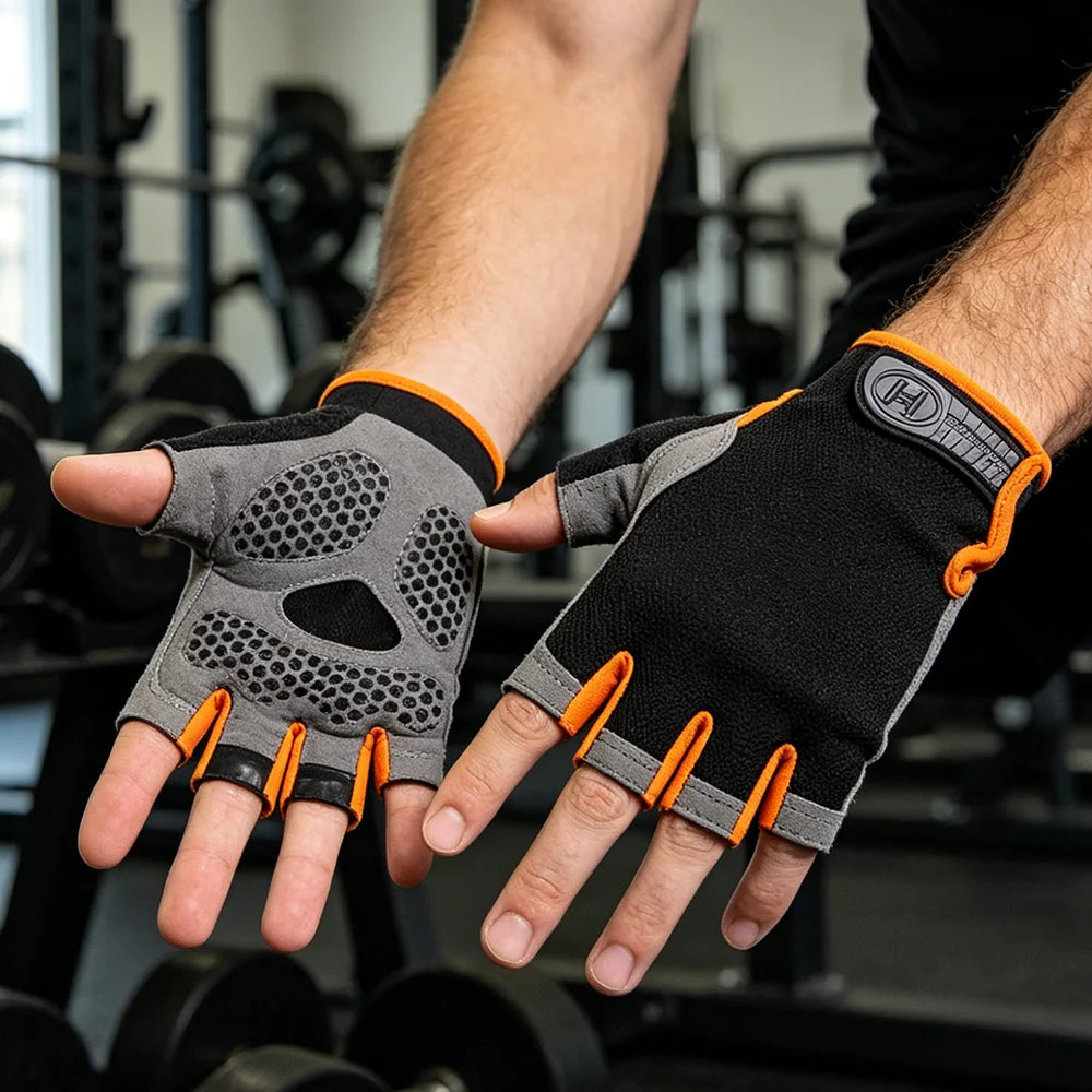 Fingerless Gym Gloves Anti-Slip Breathable for Men & Women