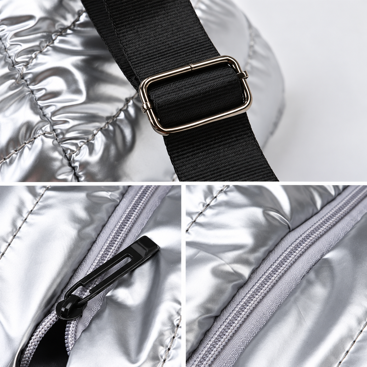 Glossy Quilted Travel Duffel Bag, 52 cm and Shoulder Strap