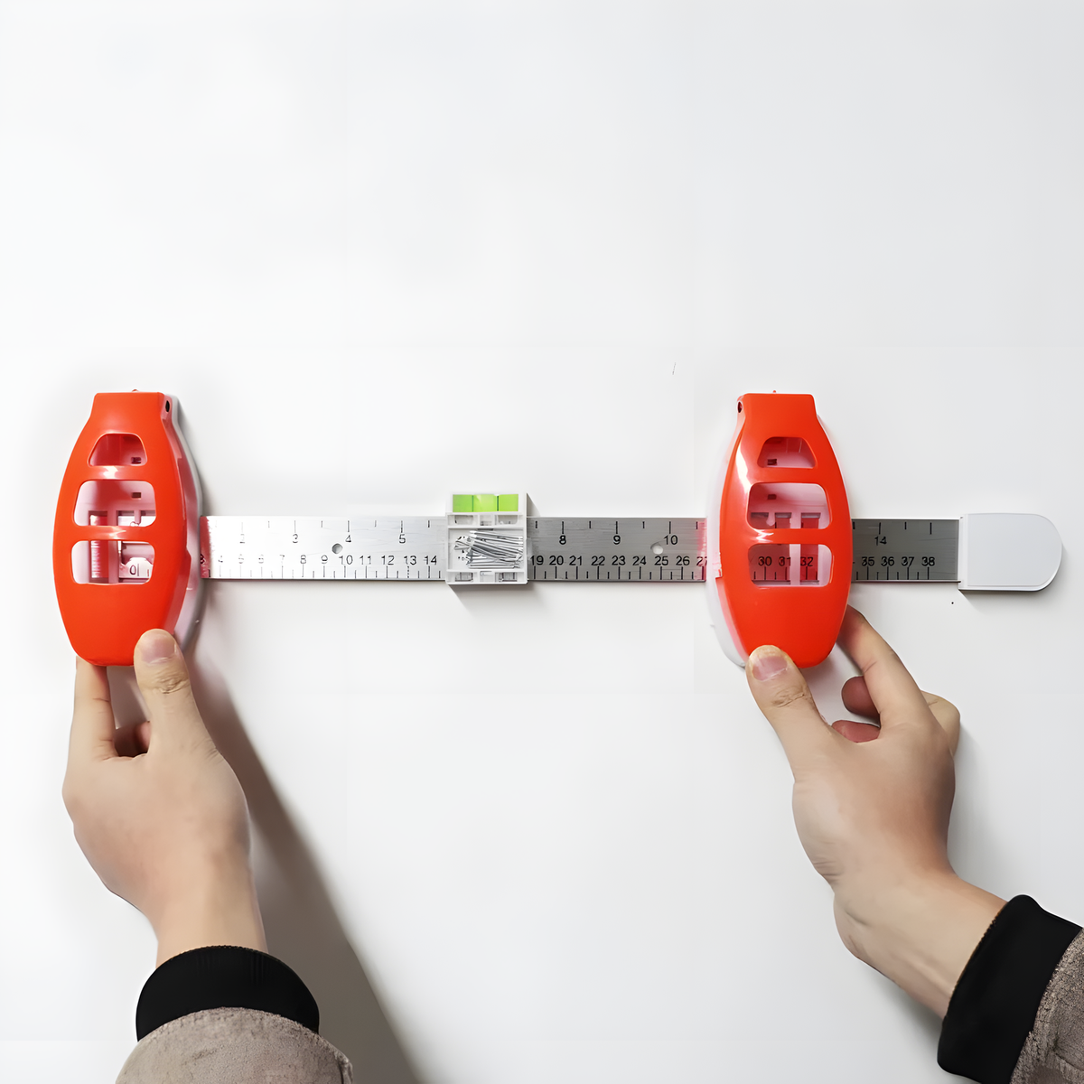 Picture Hanging Measuring Ruler, Sliding Handles & Level