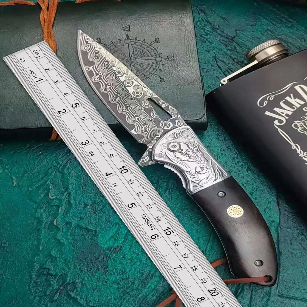 Premium Damascus Steel Folding Knife (Artisan Craftsmanship & Superior Durability)