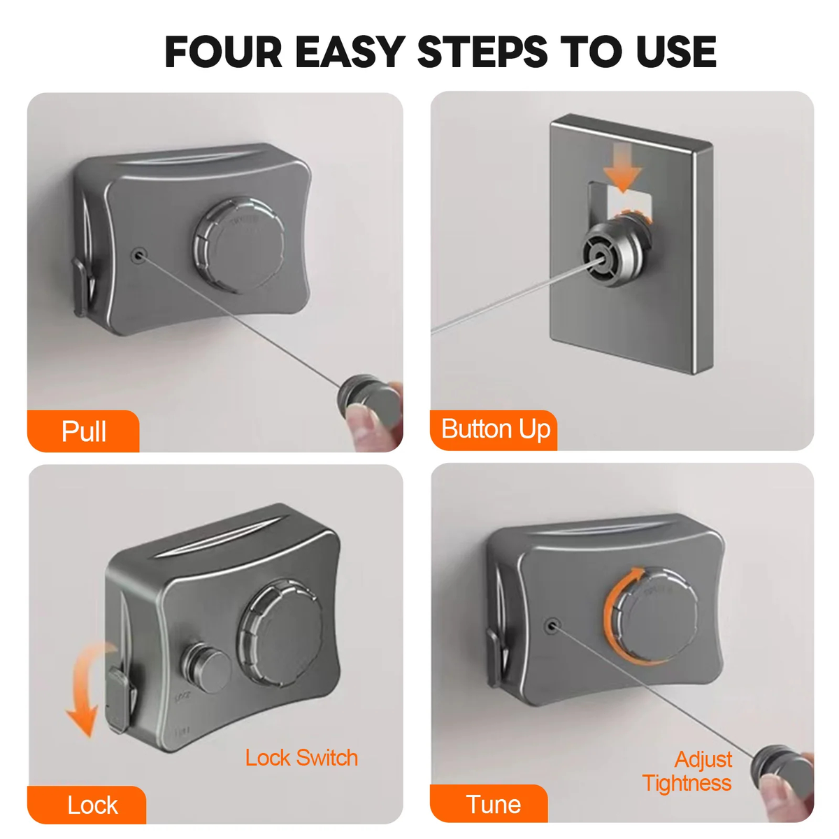 5.1 m Wall-Mounted Retractable Clothesline for Small Spaces