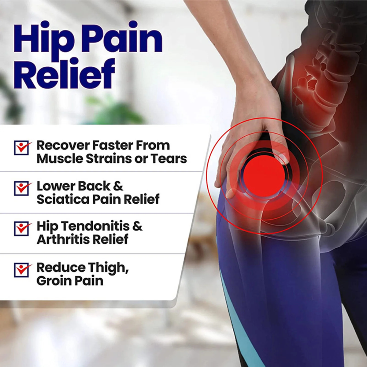 Adjustable Hip and Groin Support Wrap with Waist and Thigh Straps