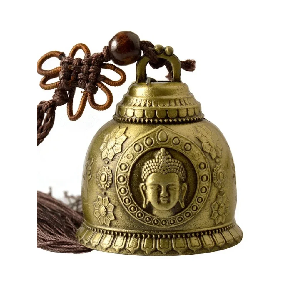 Copper-Tone Hanging Bell Ornament with Knotted Cord and Tassel