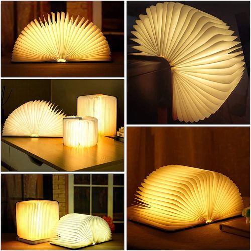 Folding Wooden Book Lamp USB Touch Dimmable LED Night Light