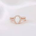 Princess Crystal-Style Ring, Oval Halo Design in US 5–10