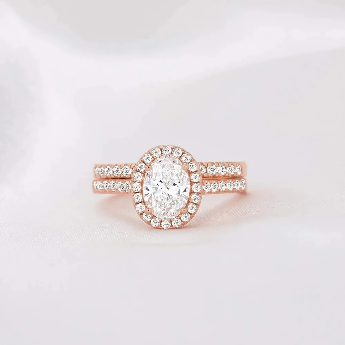 Princess Crystal-Style Ring, Oval Halo Design in US 5–10