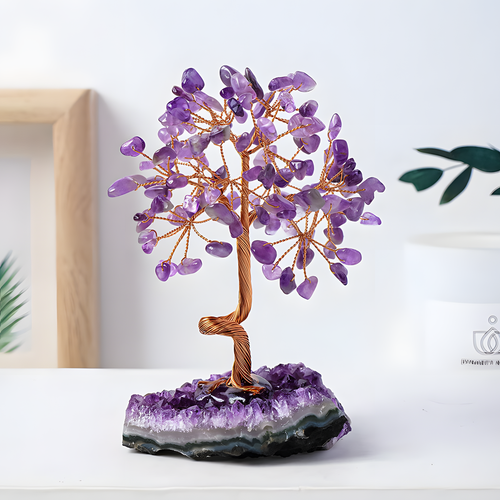 Amethyst Crystal Money Tree Handmade Copper Wire 3 Sizes