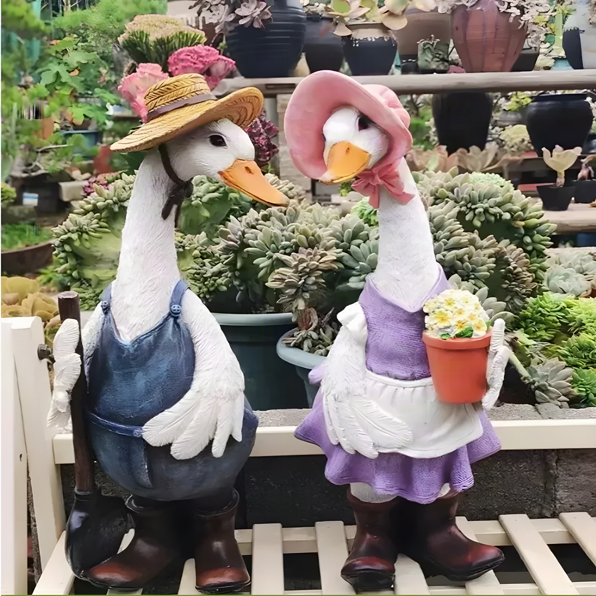 Resin Gardener Duck Figurine, Individual Decorative Accent