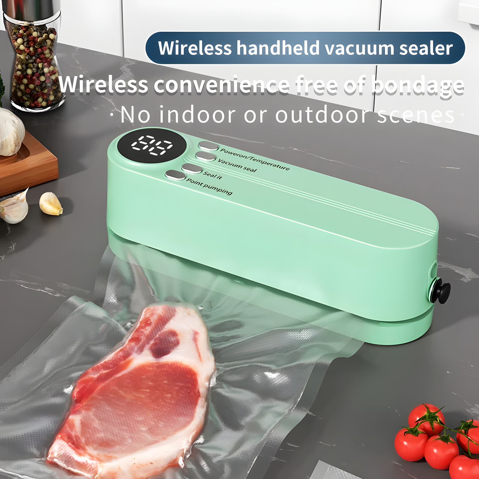 Cordless Handheld Vacuum Sealer 3-in-1 with Digital Display