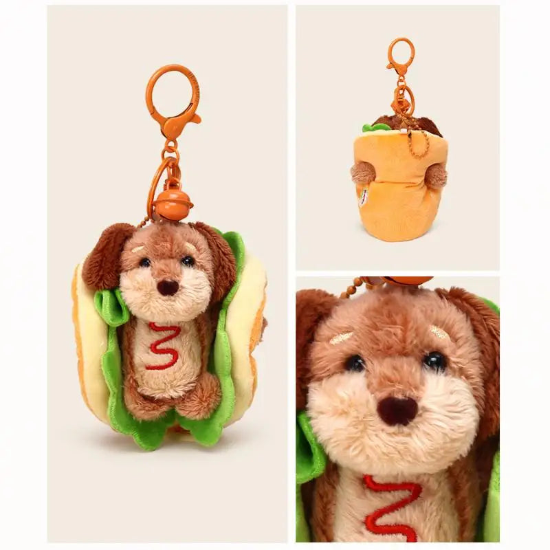 Dachshund Hot Dog Costume Plush Keychain Bag Charm