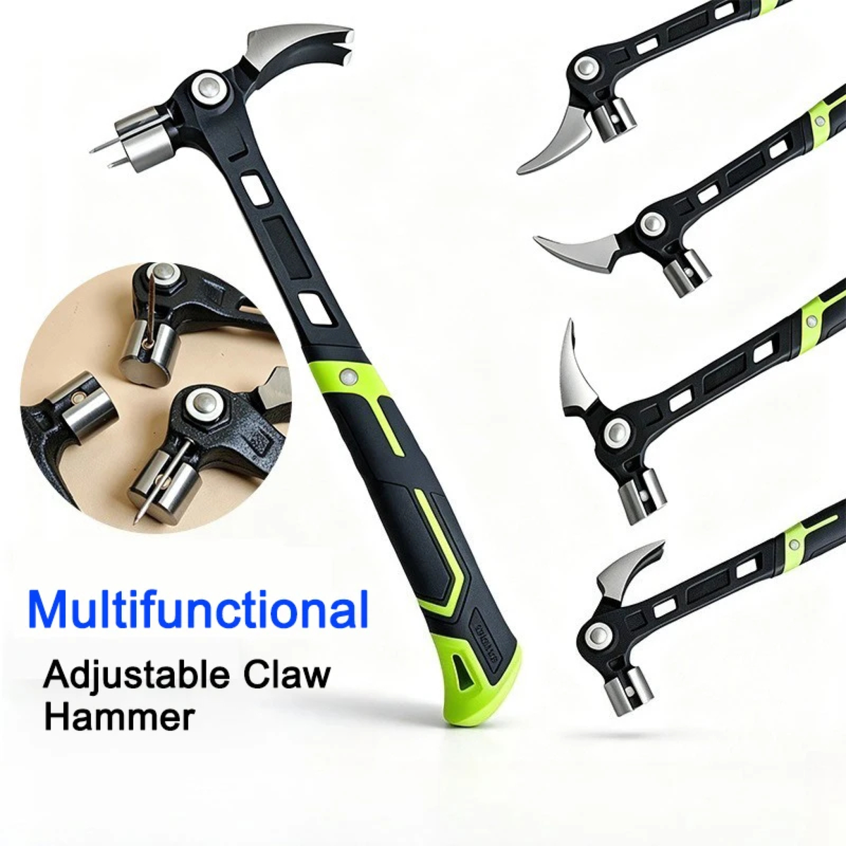 4-Position Magnetic Claw Hammer with Adjustable Pivot Head