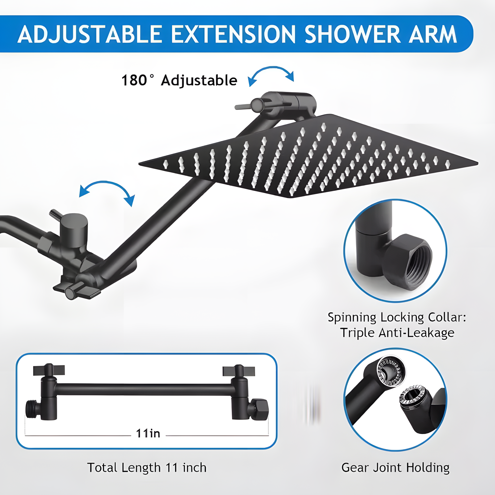 Rainfall Shower System with Handheld 5-Mode & Diverter