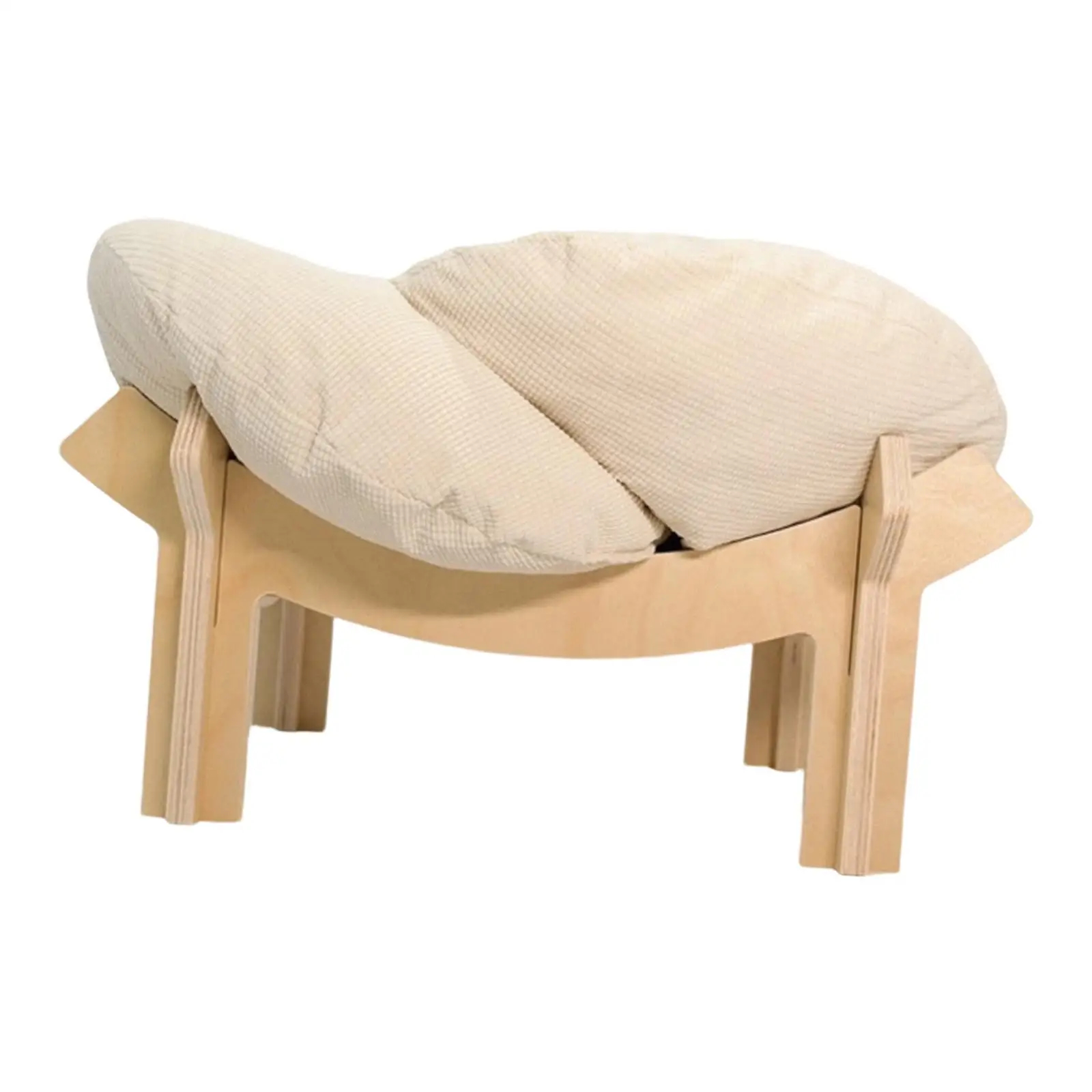 Wooden Frame Cat Bed Flower Cushion Raised Indoor Lounge 22in