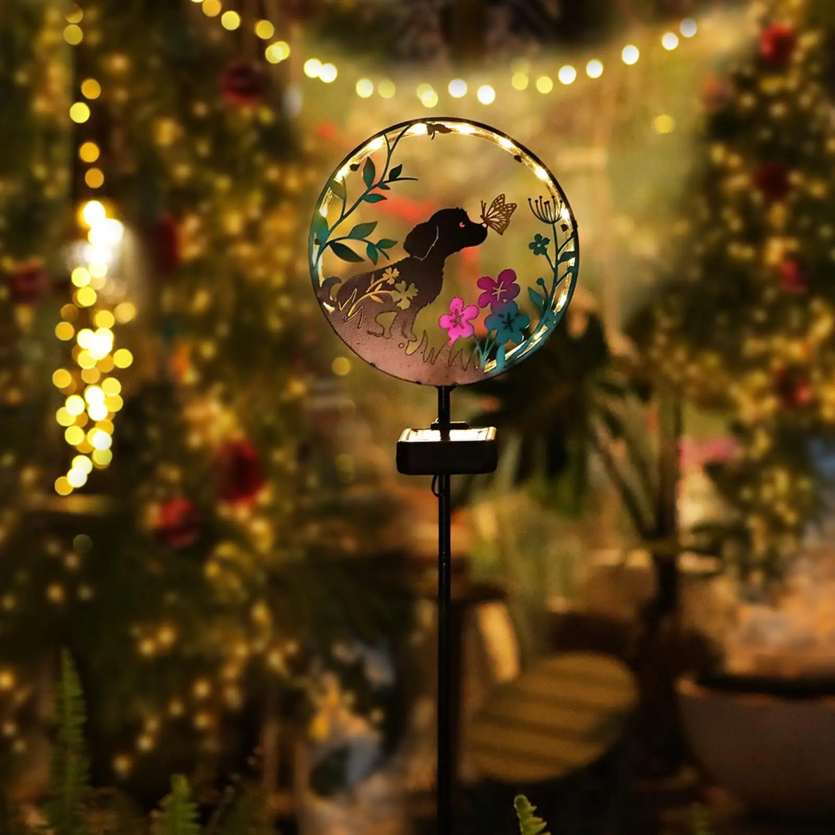 Solar Garden Stake Light with Decorative Animal Silhouettes