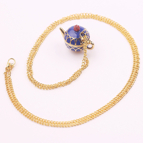 Enamel Tea-Themed Charm Necklaces and Teapot Stud Earrings