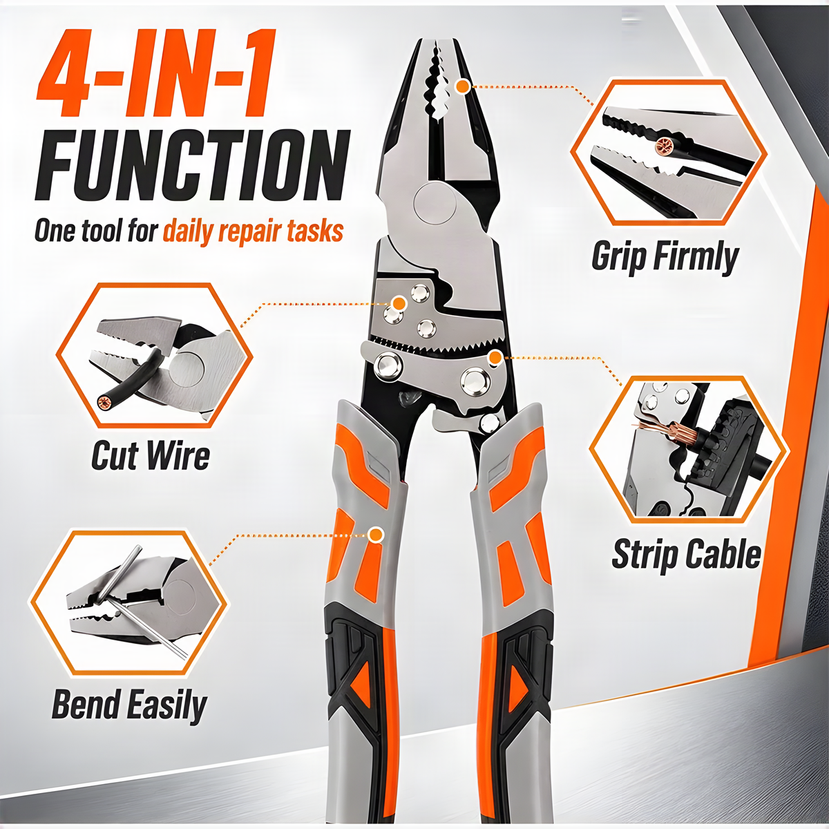 4-in-1 Ratchet Locking Pliers with 33 mm Jaw Opening, 9-Inch