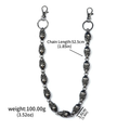 Skull Waist Chain with Clip Ends, Punk Metal Pants Chain, 2 Finishes
