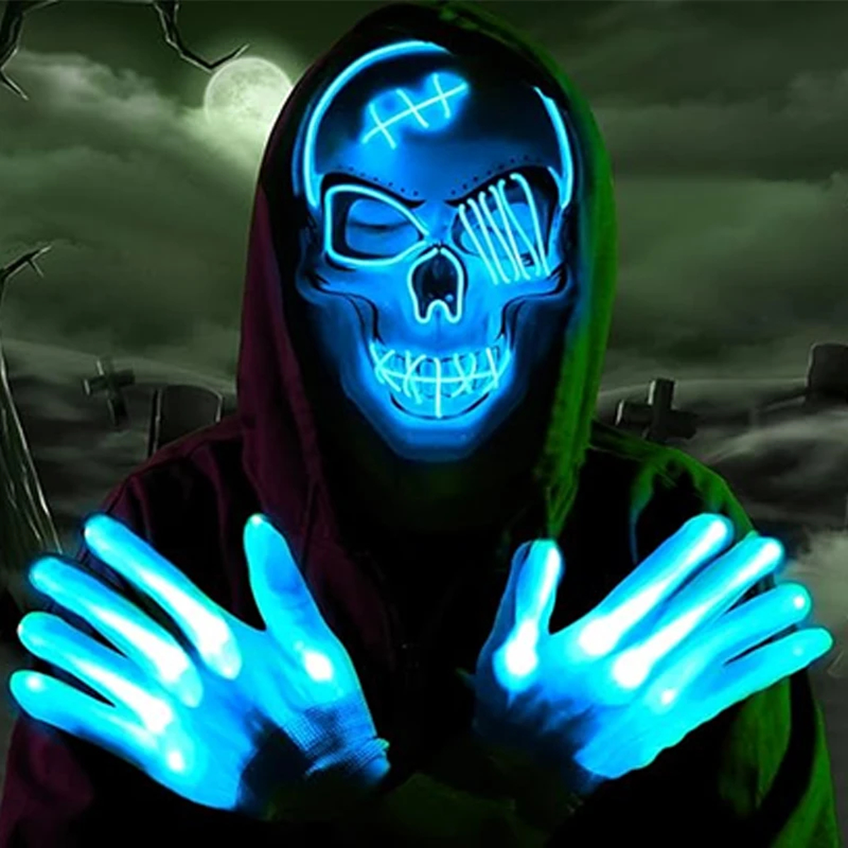 LED Light-Up Gloves with Fingertip Lights for Parties