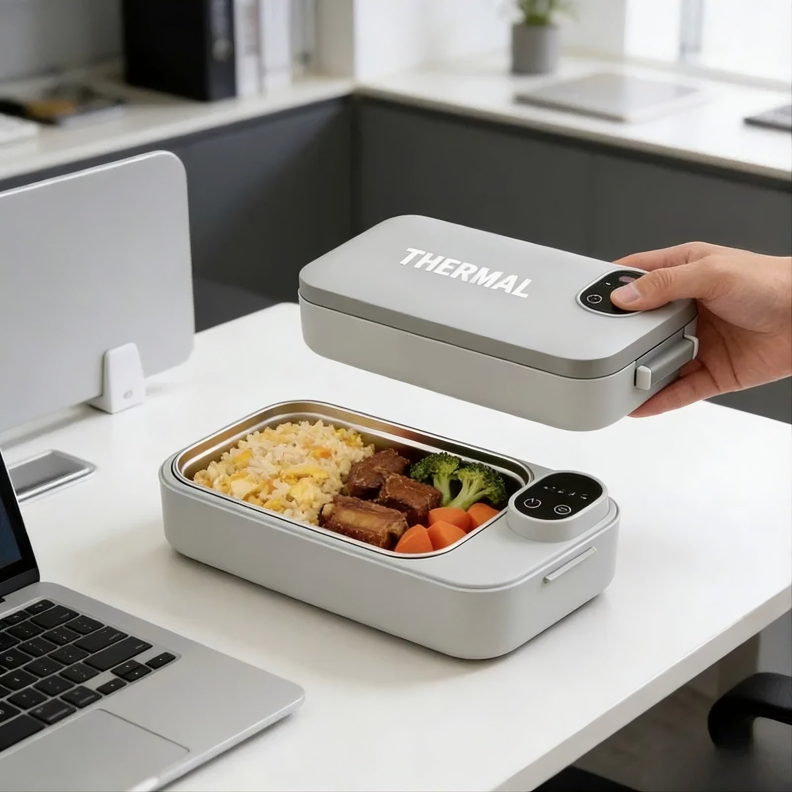 Electric Heated Lunch Box USB Rechargeable 900ml Stainless Steel