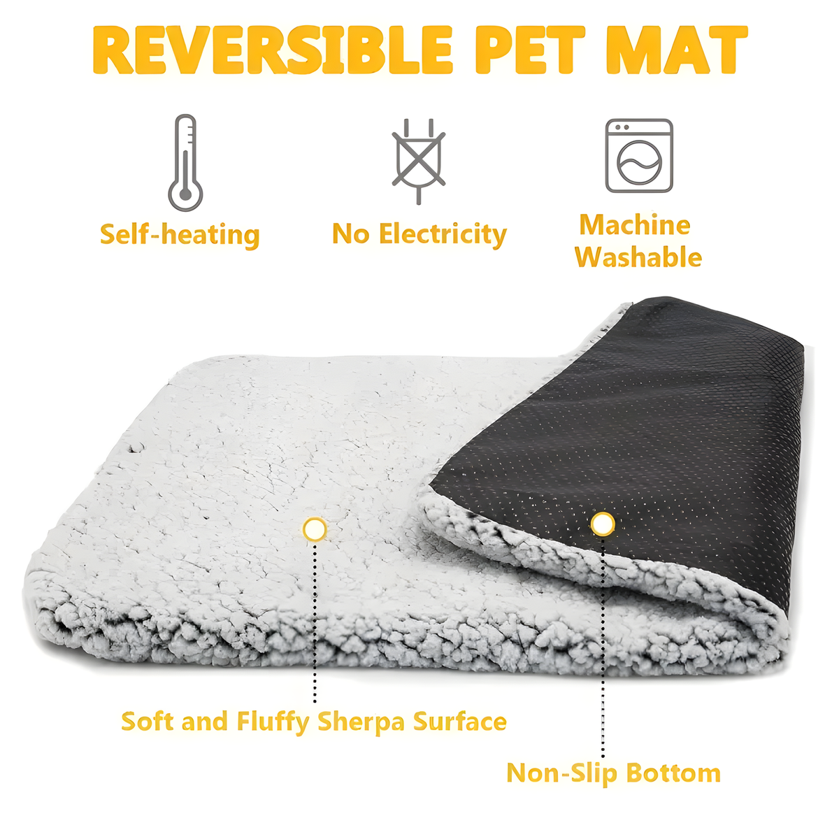 Self-Warming Plush Pet Mat for Cats and Dogs, Four Size Options
