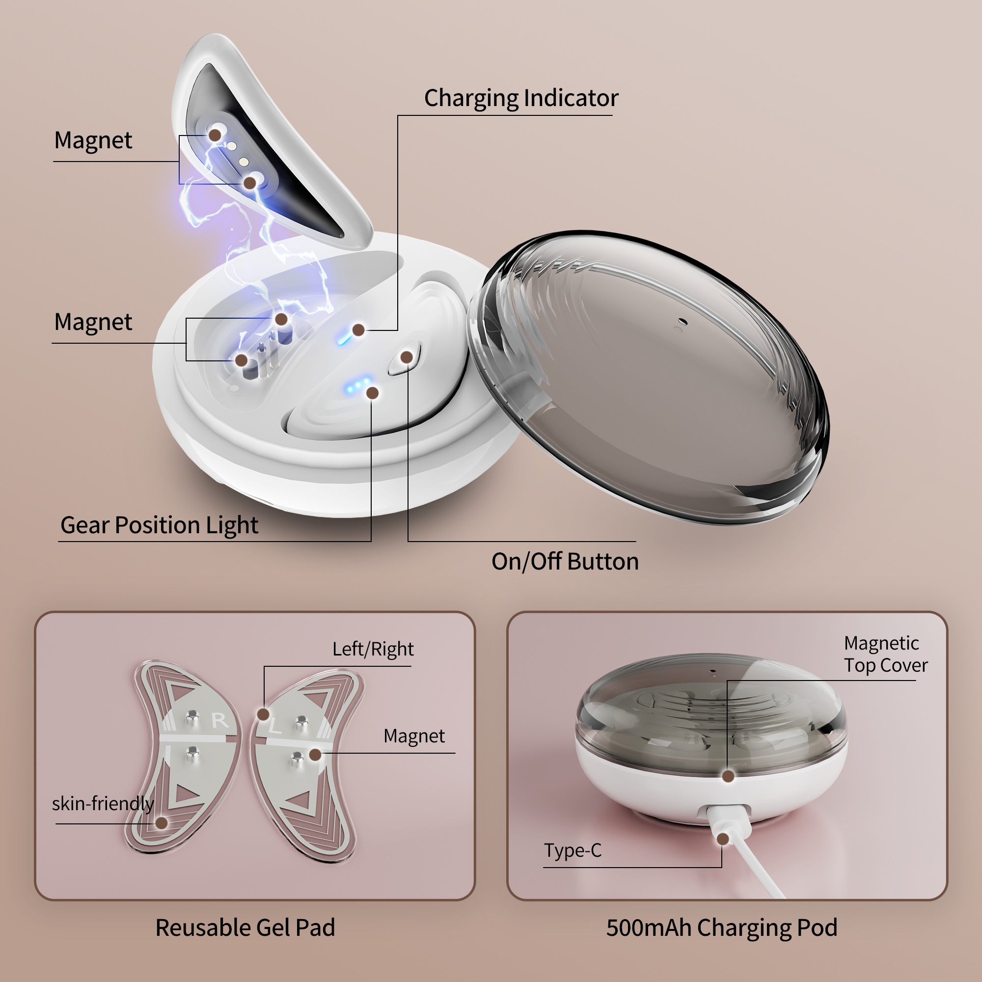Microcurrent Eye Massager Vibration 3-Level Intensity Handheld