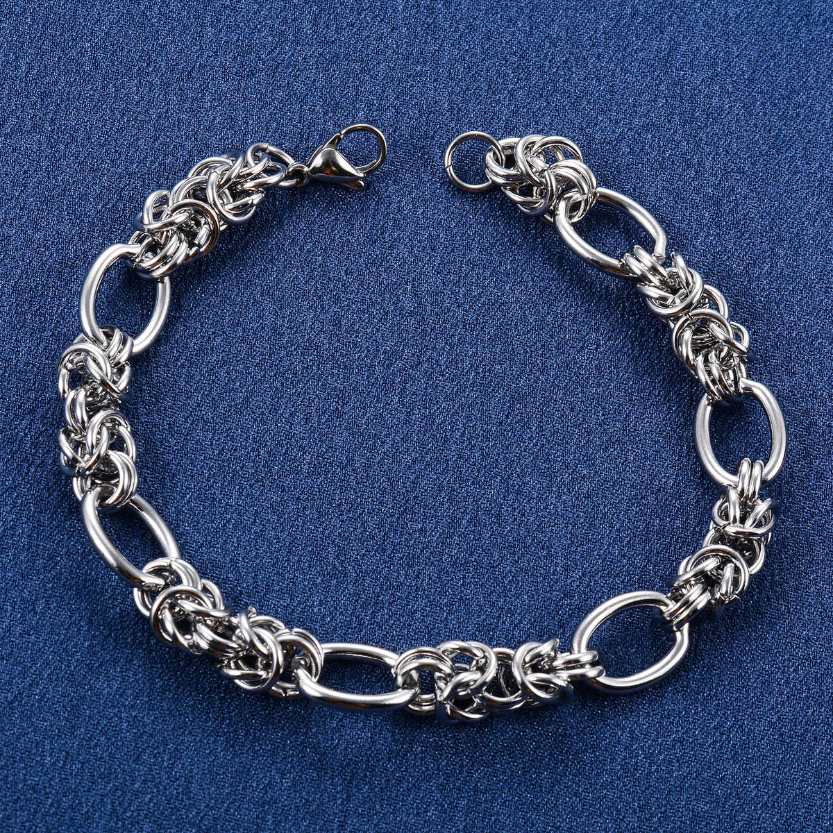 Interwoven Chain Bracelet, Oval Links and Lobster Clasp