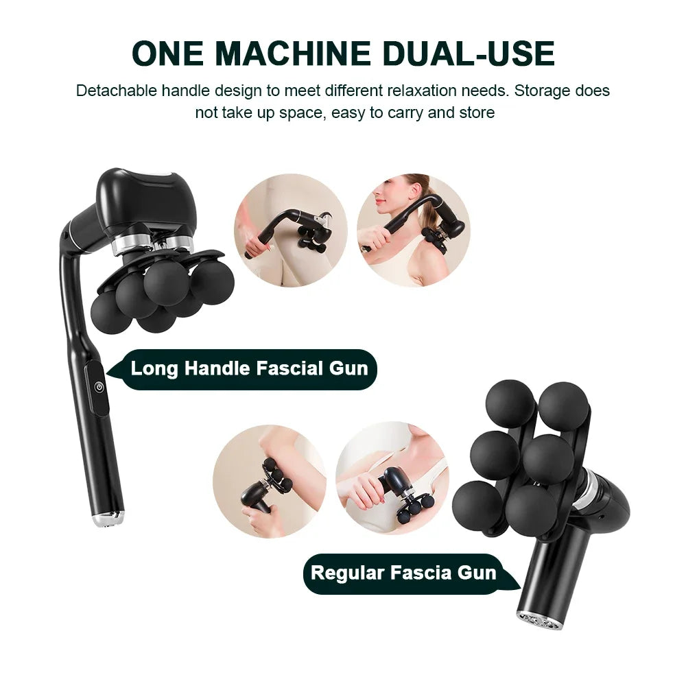Percussion Massage Gun with 6 Heads and Detachable Handle