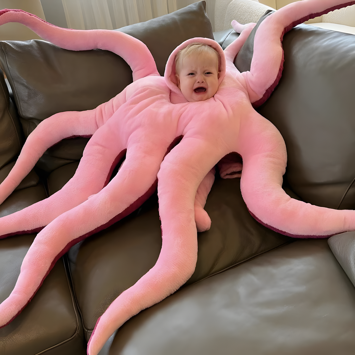 Giant 180 cm Octopus Plush Pillow in Pink or Blue