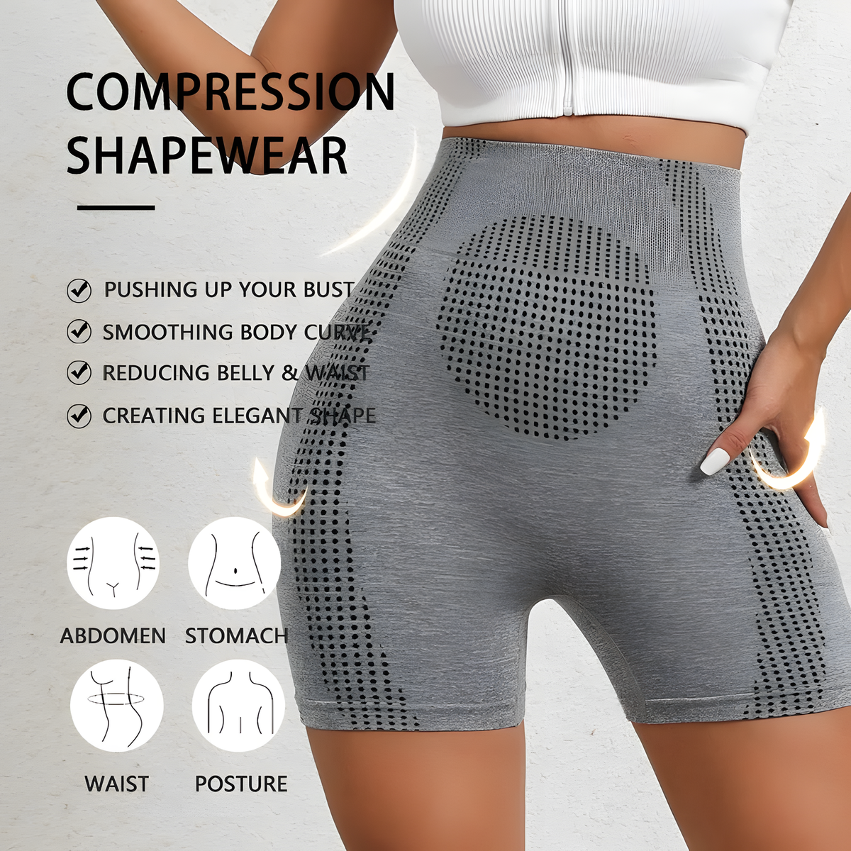 Women's High Waist Shapewear Shorts in Black and Mixed Gray