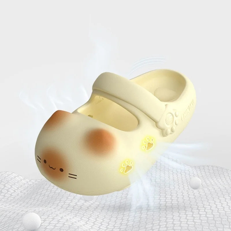 Cute animal-shaped sandal with a soft texture on a white background