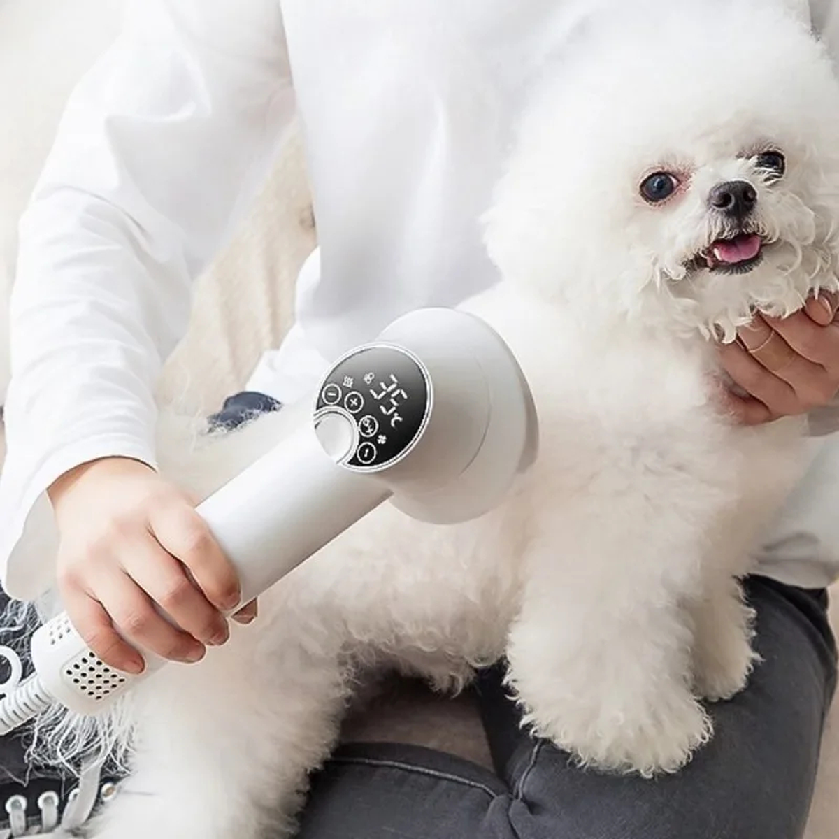 2-in-1 Pet Hair Dryer and Grooming Brush with Heat Settings