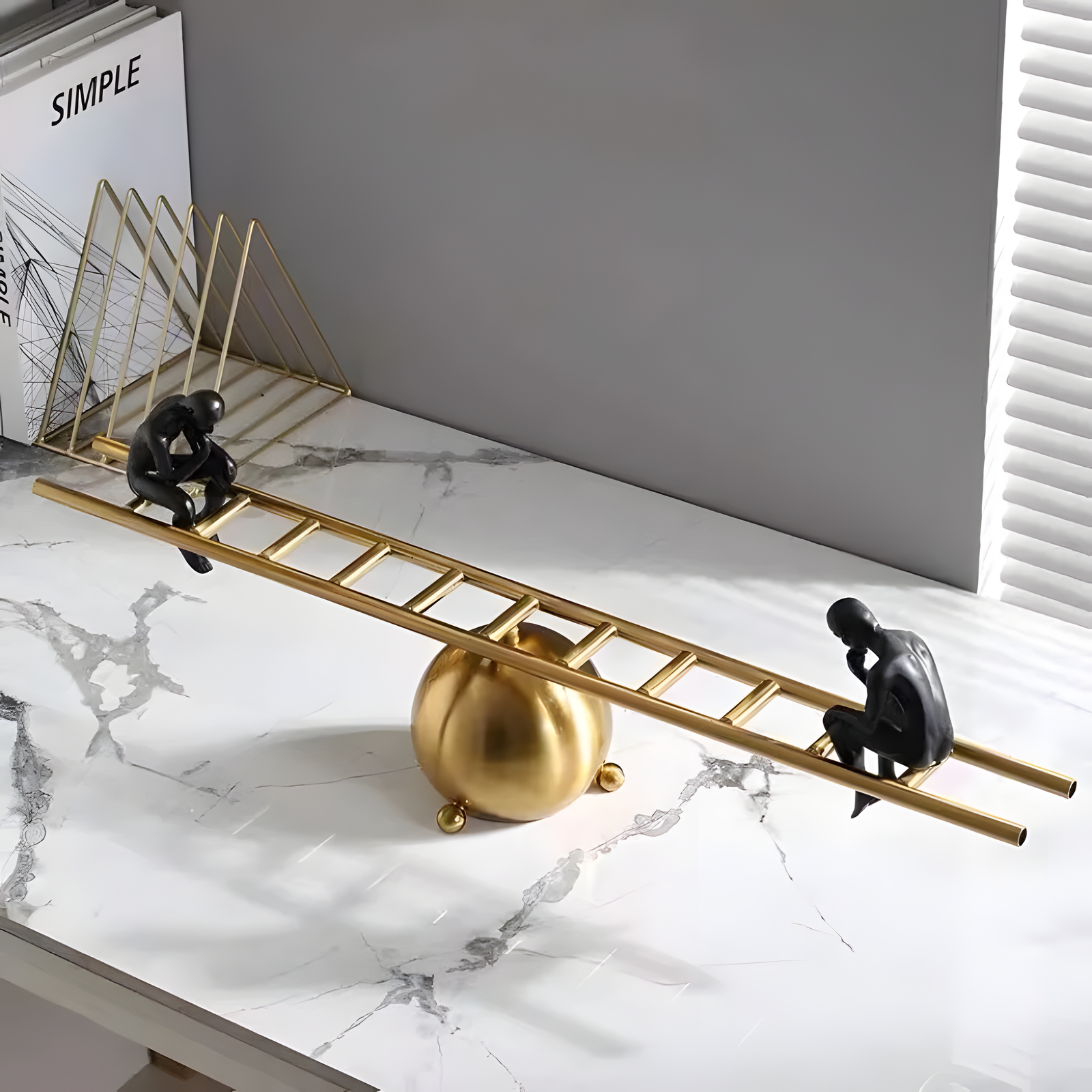 Minimalist Balance Figurine Ladder Sculpture Desk Decor