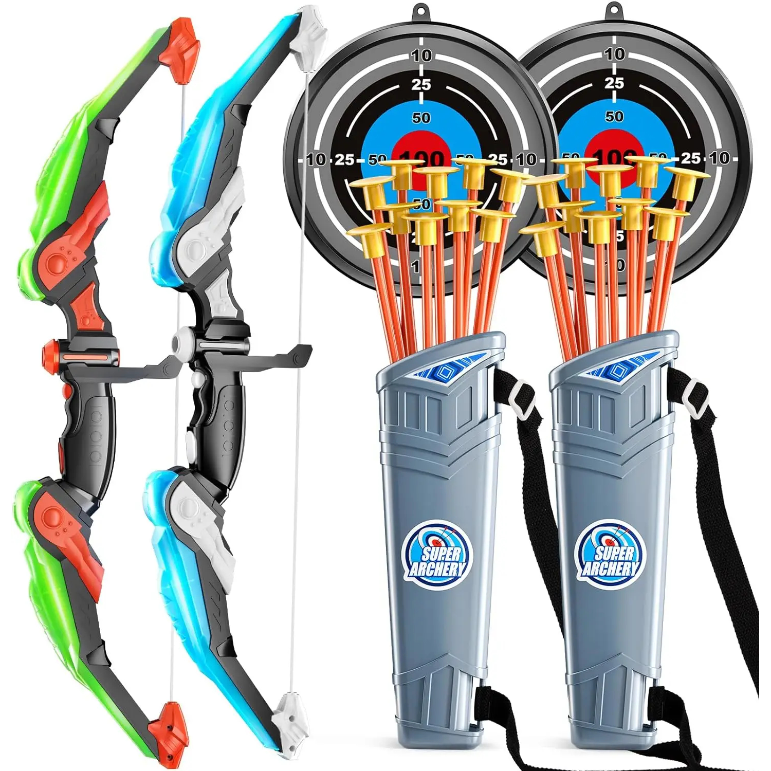 Kids Light-Up Bow and Arrow Set – 10 or 20 Soft Arrows