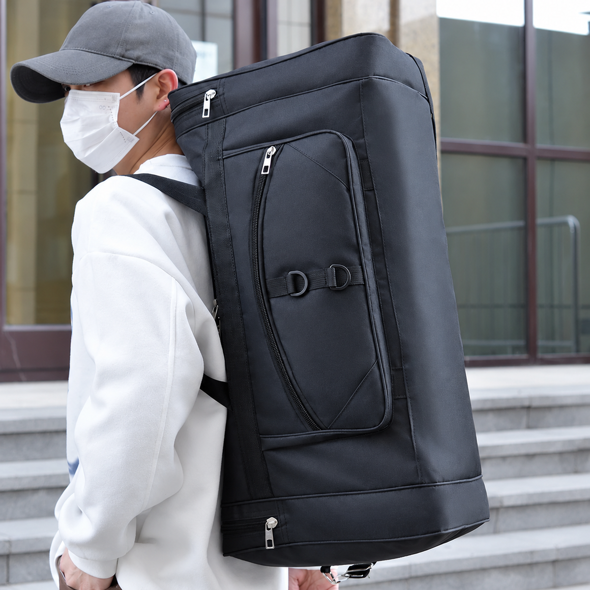 Large Nylon Travel Duffel Bag, 71 cm and Zippered Pockets