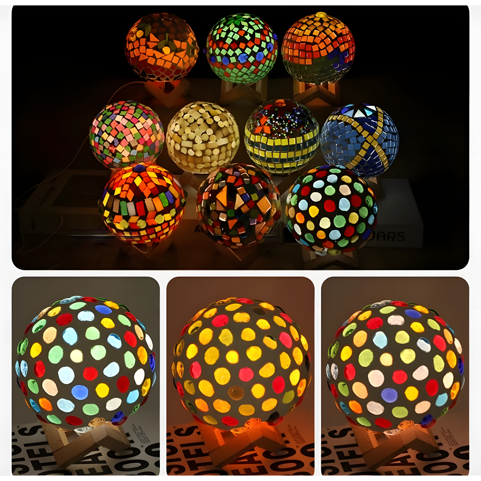 Mosaic Table Lamp Craft Kit Colorful Stars DIY Desk Light