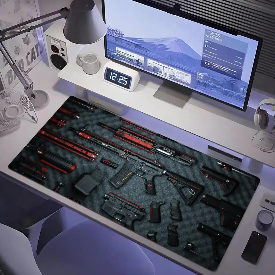 Tactical Gun Parts Print Extended Desk Mat – Multi-Size