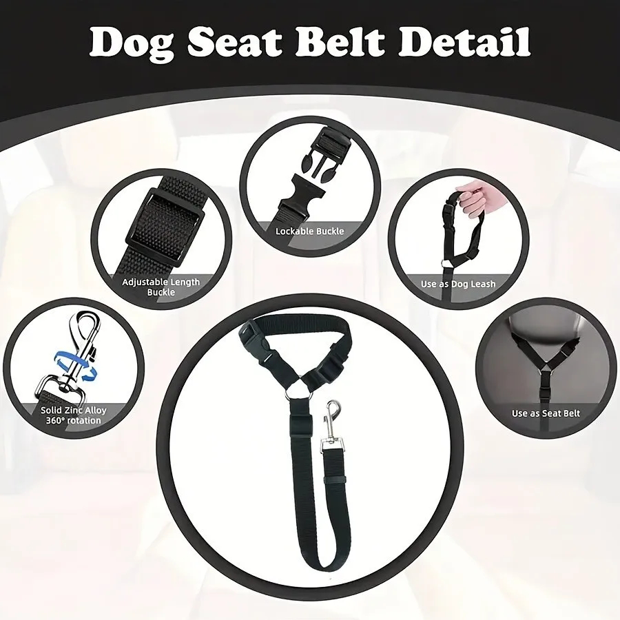Dog Car Seat Belt Adjustable Headrest Clip with Swivel Hook