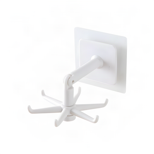 Rotating Six-Hook Utensil Hanger with Adhesive Mounting Pad