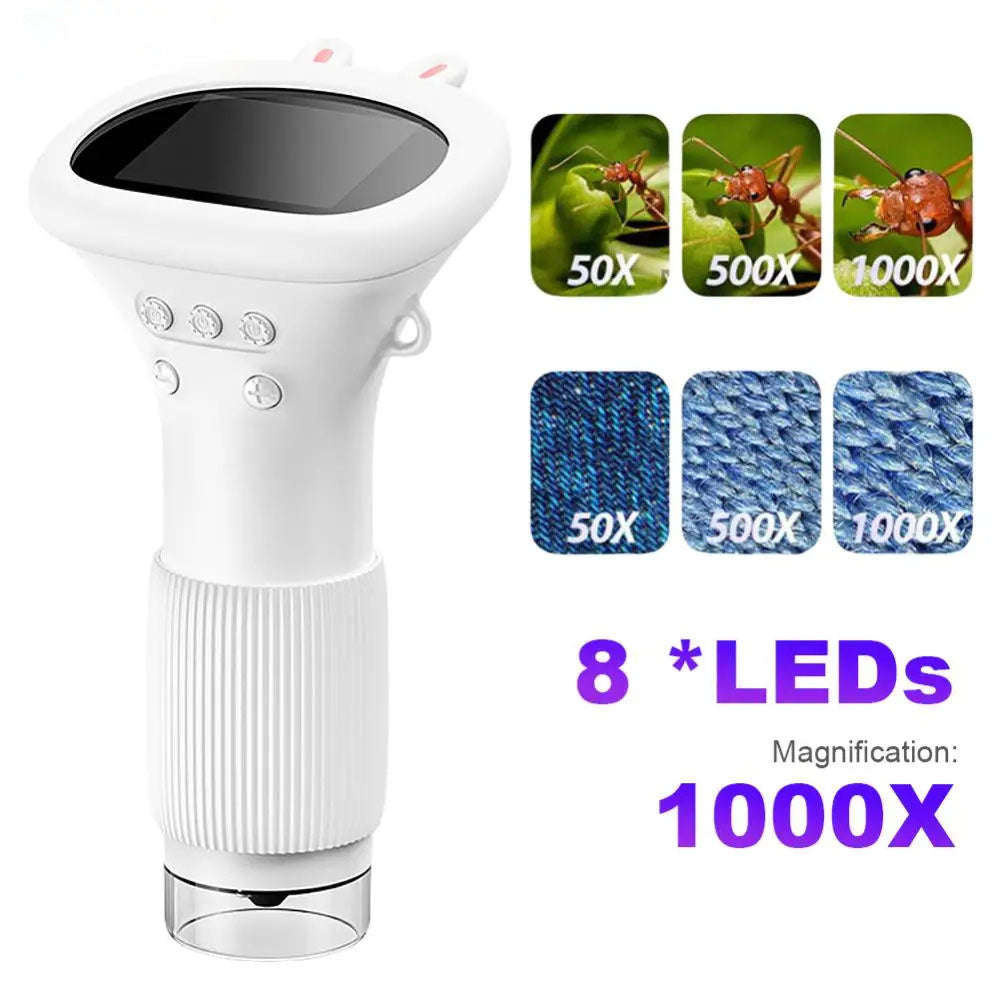 Kids Handheld Digital Microscope 1000x Zoom HD Screen 2 Colors