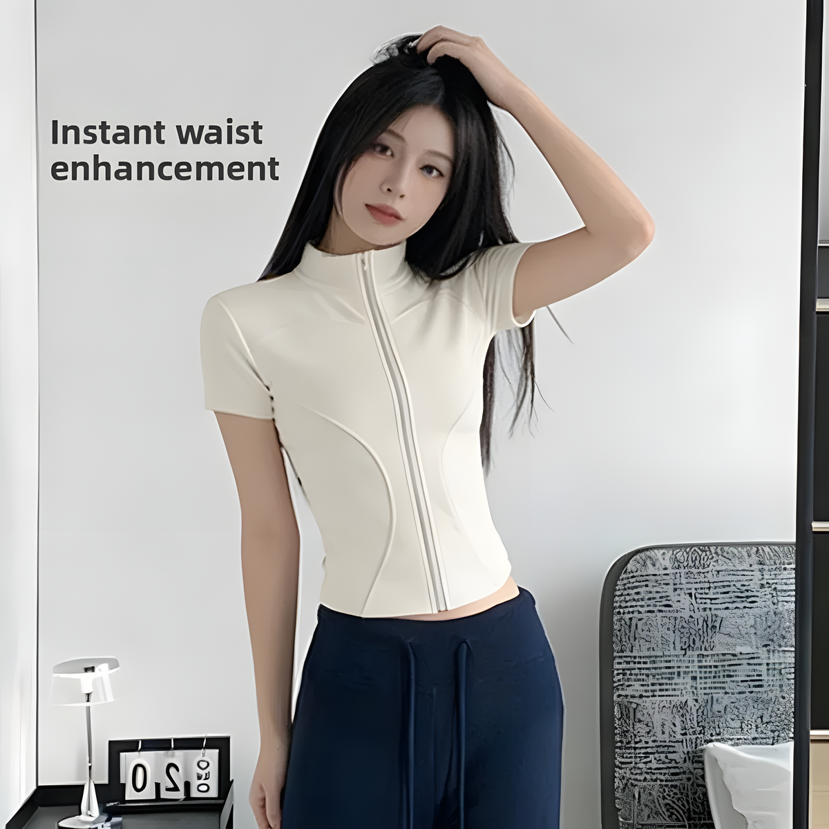 Women's Short-Sleeve Zip Cycling Top with Stand Collar