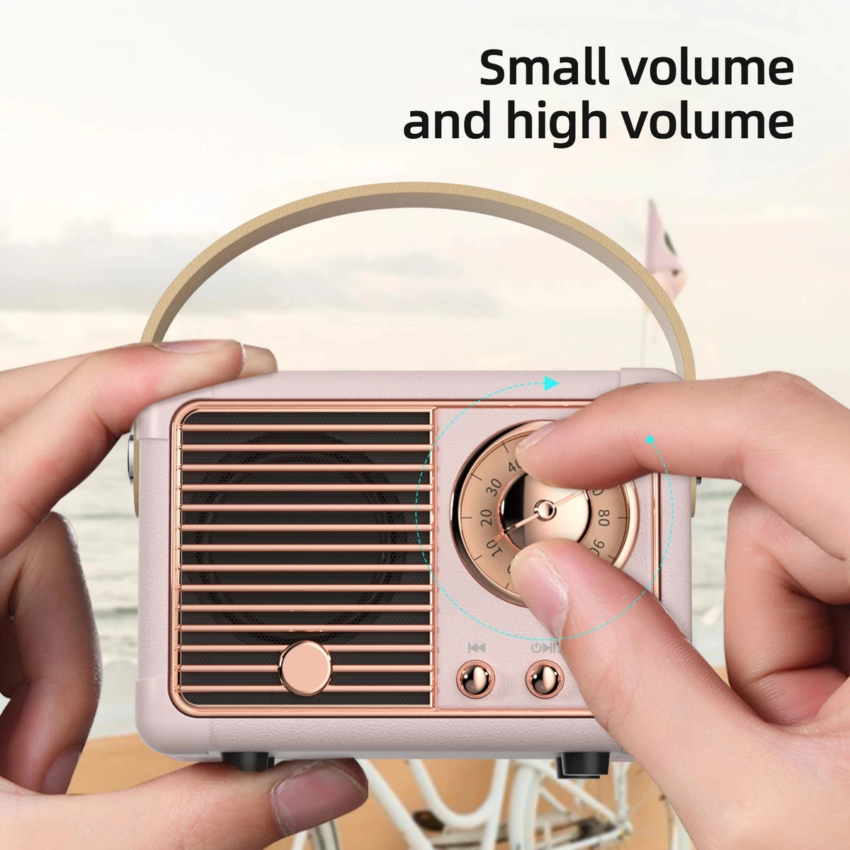 Retro Bluetooth Speaker with Carry Handle and USB Playback