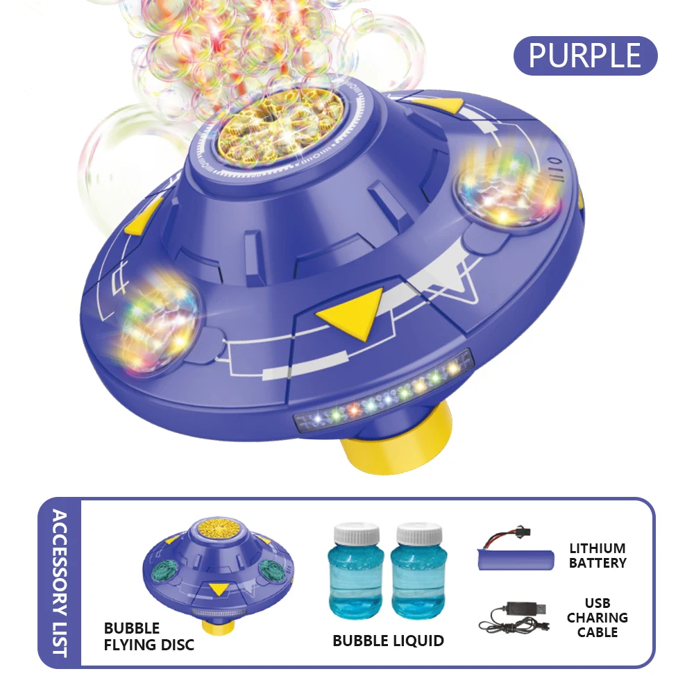 Flying Saucer Bubble Machine with Lights Rotating Kids Toy