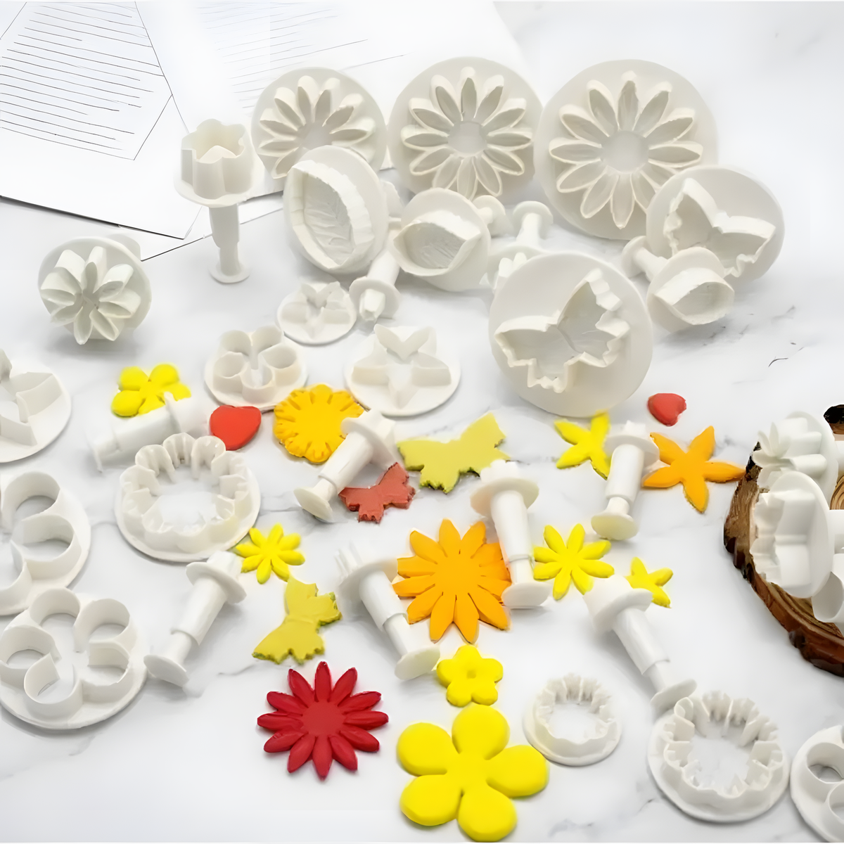 33-Piece Fondant Cutter Set, Flower, Leaf & Butterfly Shapes